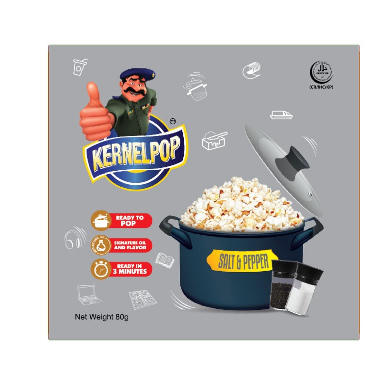 Kernelpop Ready to Cook Popcorn - Salt & Pepper 80g