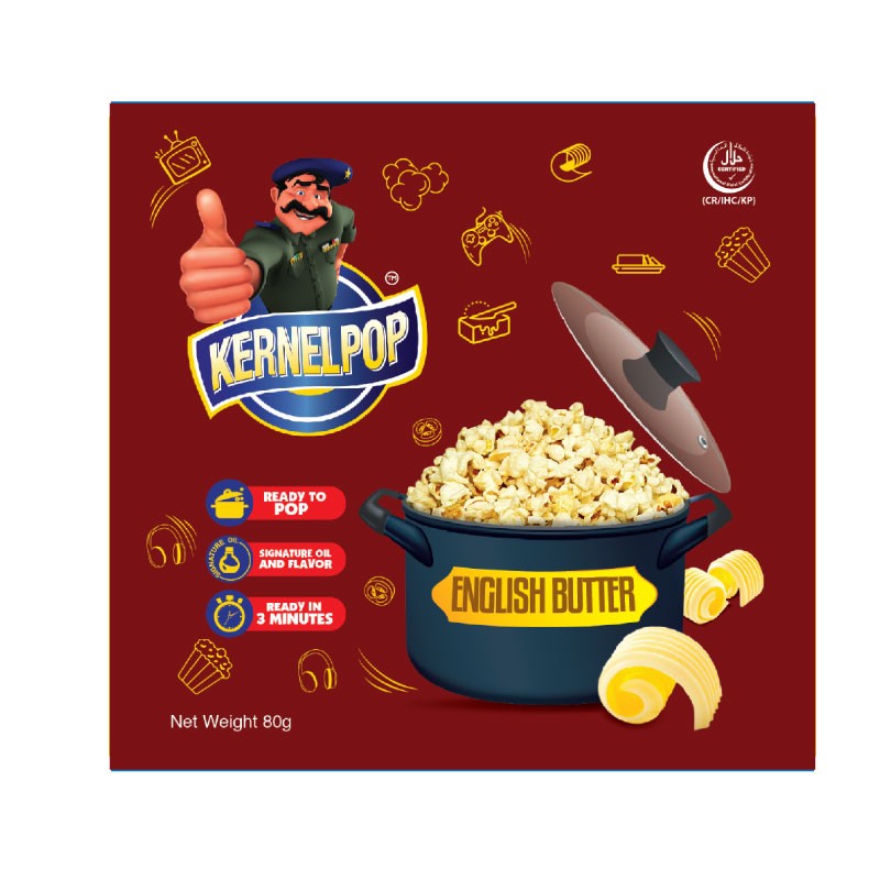 Kernelpop Ready to Cook Popcorn - English Butter 80g